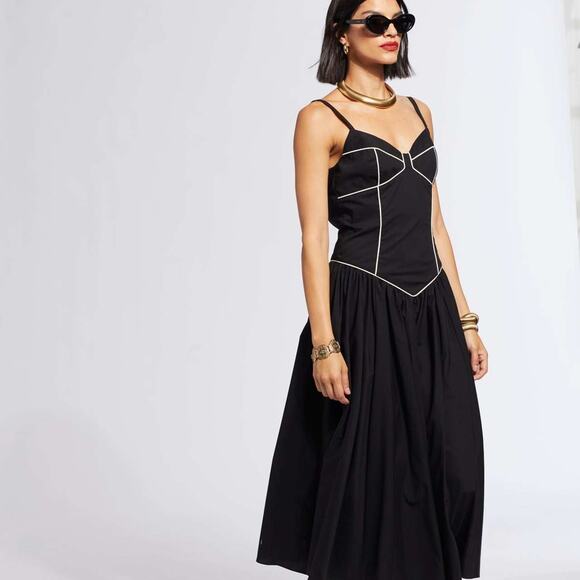 NWT Caroline Constas Black White Orella Geometric Piping Mini Dress Size Small - Picture 5 of 15